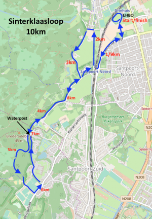 Route 10km Sinterklaasloop 2017