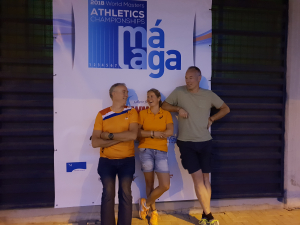 René van Houwelingen, Ilona Zeilmaker en Pascal Geursen van AV Suomi op WK Masters Malaga  
