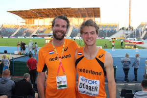 Trainer Tom Metselaar en atleet Jochem Dobber op WJK Polen Trainer Tom Metselaar en atleet Jochem Dobber op WJK Polen