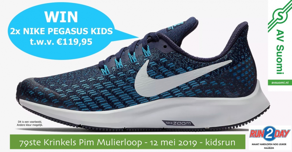Win Nike Pegasus kids hardloopschoenen Pim Mulierloop 2019